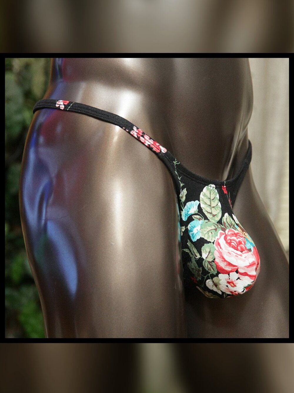 Mens Floral Soft Knit LowRise PushOut thinsides thong Handmade
